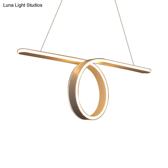 Modern Led Pendant Light With 1/2-Ring Acrylic Design - Ideal White Ceiling Lamp For Dining Room