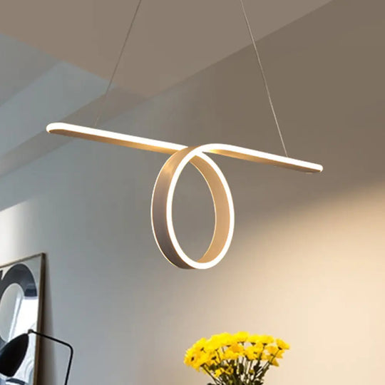 Modern Led Pendant Light With 1/2-Ring Acrylic Design - Ideal White Ceiling Lamp For Dining Room