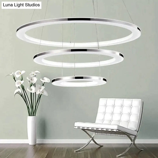 Modern Led Pendant Lights Fixtures For Dining Living Room Home Decor Acrylic Rings Hanging Lamp With