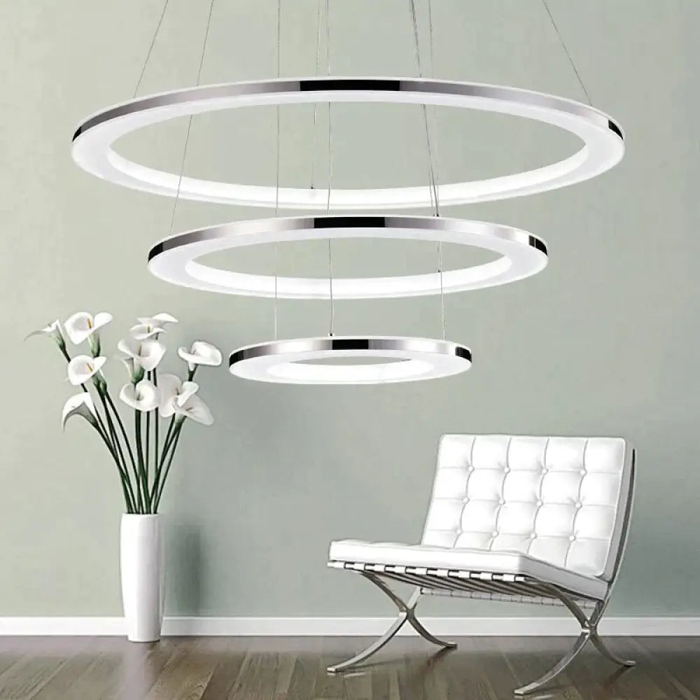 Modern Led Pendant Lights Fixtures For Dining Living Room Home Decor Acrylic Rings Hanging Lamp