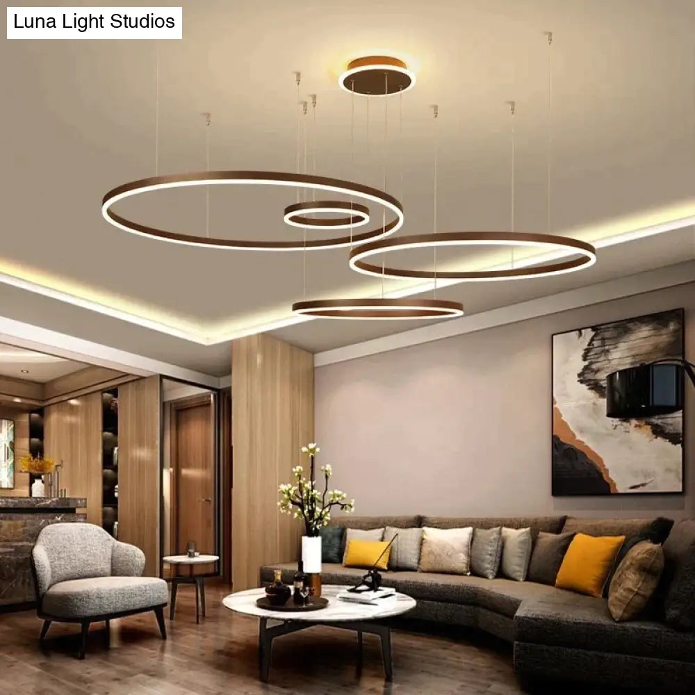 Modern Led Pendant Lights For Living Dining Room Dimmable Suspension Luminaire Suspendu Circular