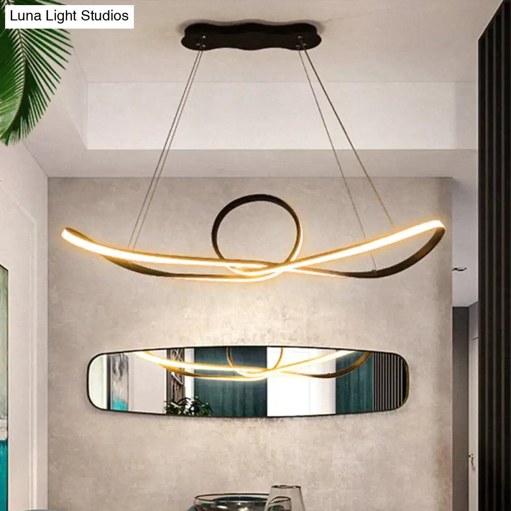 Modern Led Pendant Lights For Living Room Dining Home Deco Lamp Black Color / Sl950Xw255Xh1200Mm