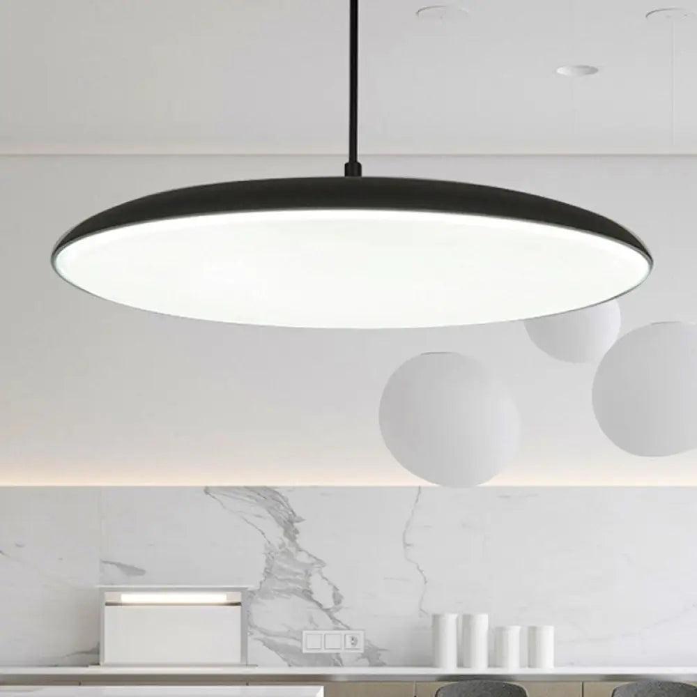 Modern Led Pendant Metal Dining Room Ceiling Light With Acrylic Diffuser Black / White