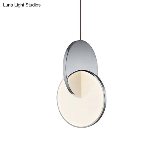 Led Disc Ceiling Pendant Lamp With Acrylic Shade Chrome/Gold Finish Minimalist Design - 7/10 W