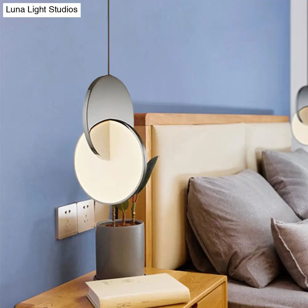 Led Disc Ceiling Pendant Lamp With Acrylic Shade Chrome/Gold Finish Minimalist Design - 7/10 W