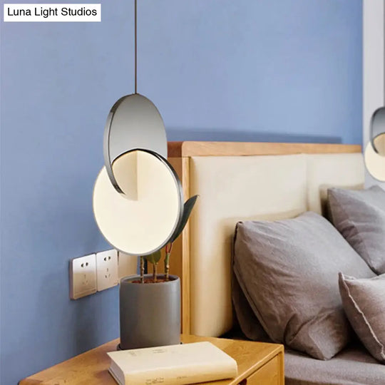 Led Disc Ceiling Pendant Lamp With Acrylic Shade Chrome/Gold Finish Minimalist Design - 7/10 W