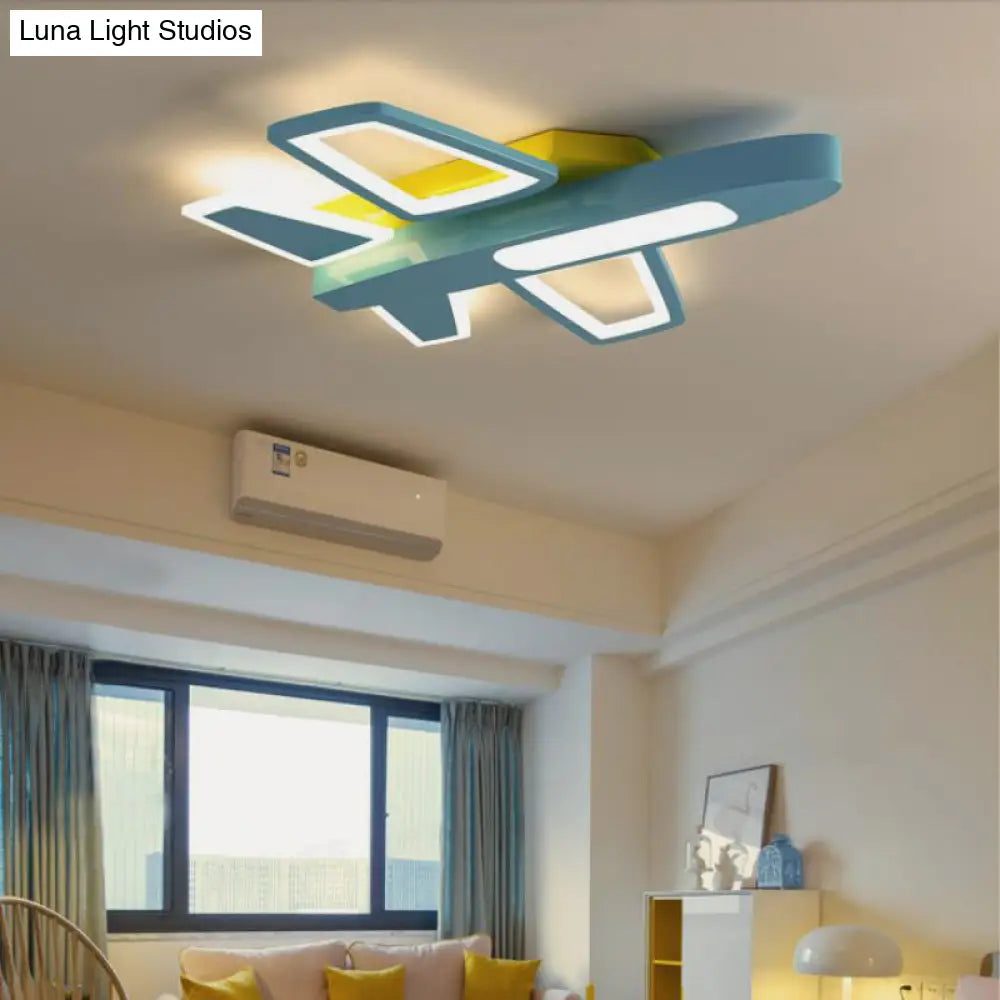 Modern Led Plane Ceiling Light For Kids In White - Perfect Amusement Park