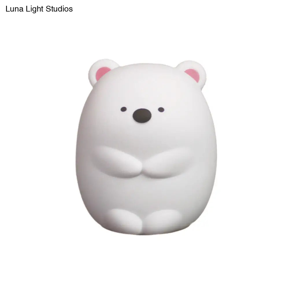 Modern Led Polar Bear Night Lamp In White For Nursing Room