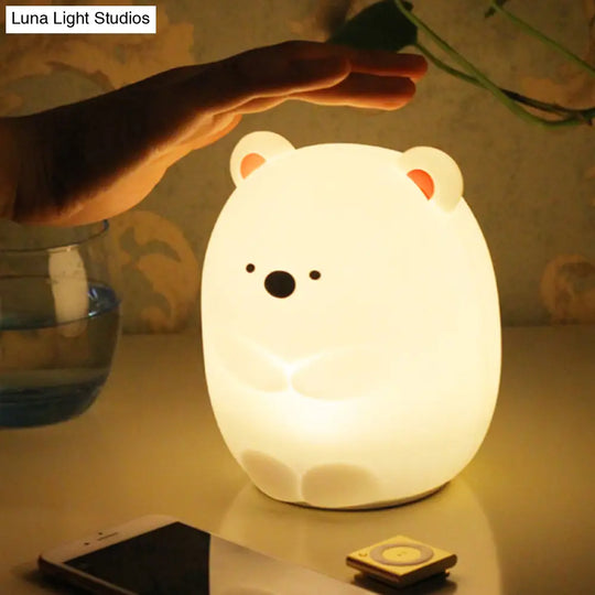 Modern Led Polar Bear Night Lamp In White For Nursing Room