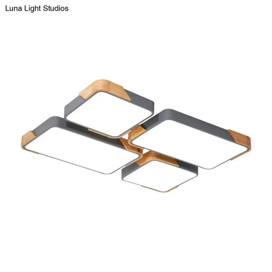 Modern Led Rectangle Ceiling Light – Grey/White Flush Mount For Living Room - Acrylic Design