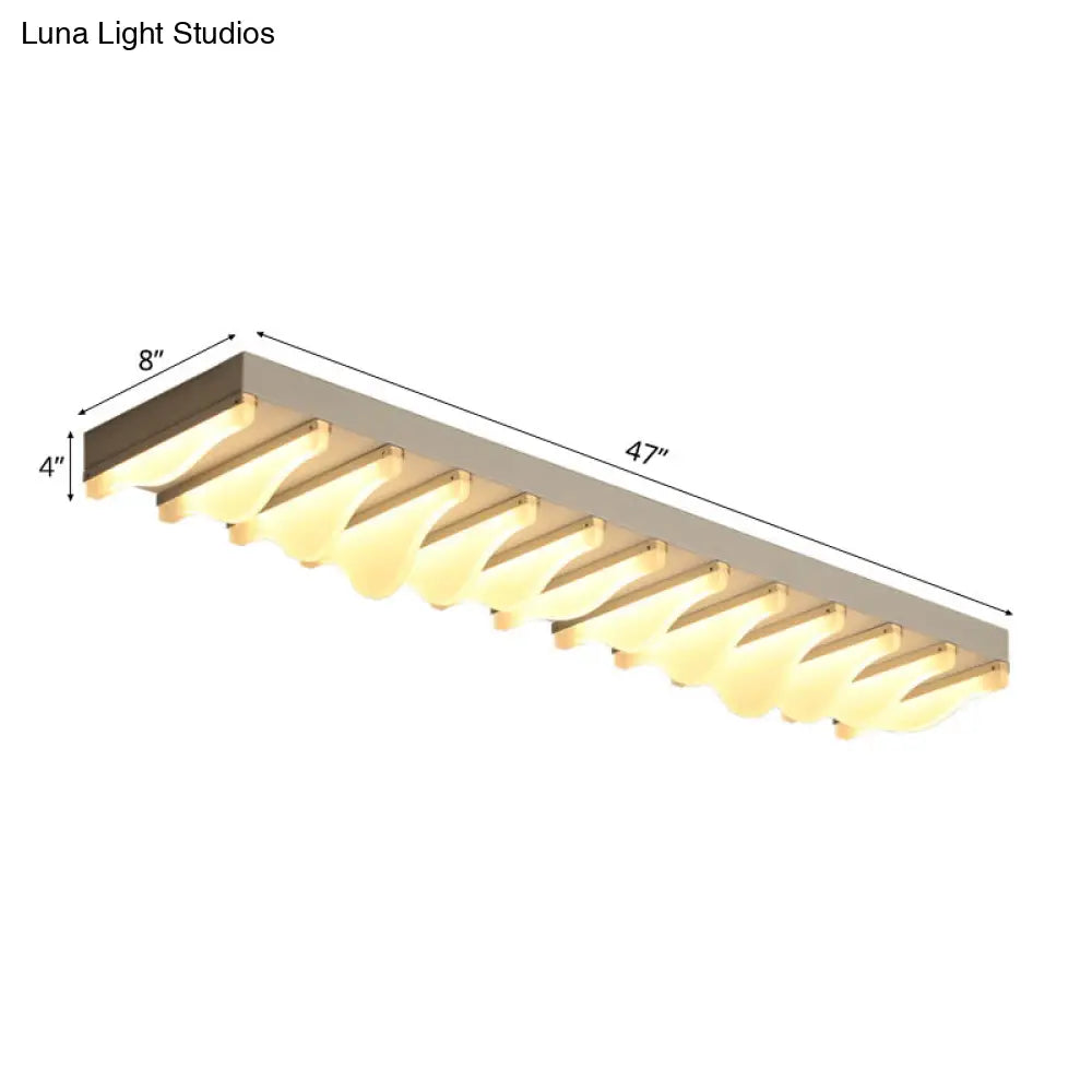 Modern Led Rectangular Ceiling Flush Light Fixture - 16/23.5/31.5 Wide White Flushmount Warm/White