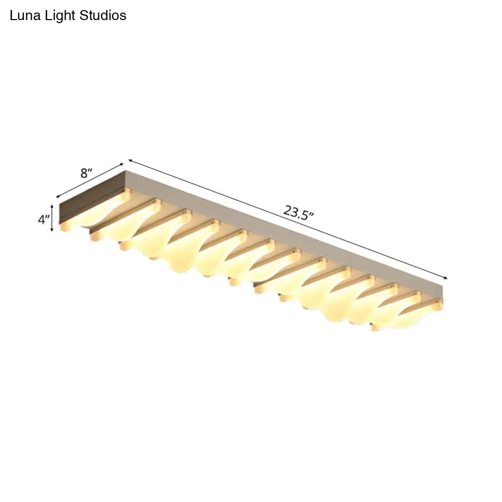 Modern Led Rectangular Ceiling Flush Light Fixture - 16’/23.5’/31.5’ Wide White Flushmount
