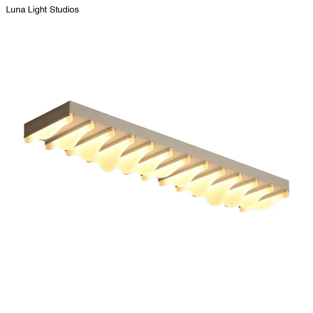 Modern Led Rectangular Ceiling Flush Light Fixture - 16/23.5/31.5 Wide White Flushmount Warm/White