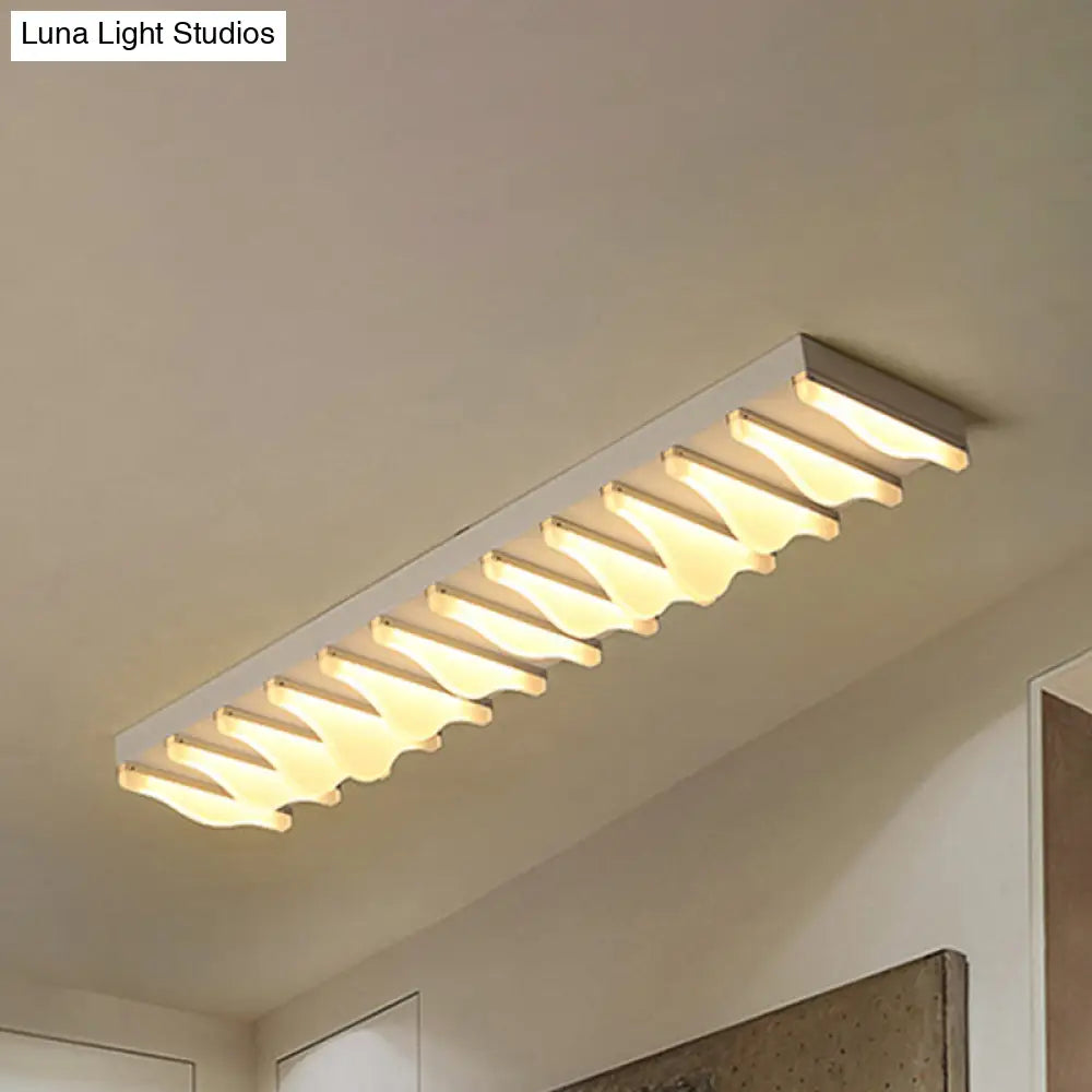 Modern Led Rectangular Ceiling Flush Light Fixture - 16/23.5/31.5 Wide White Flushmount Warm/White /