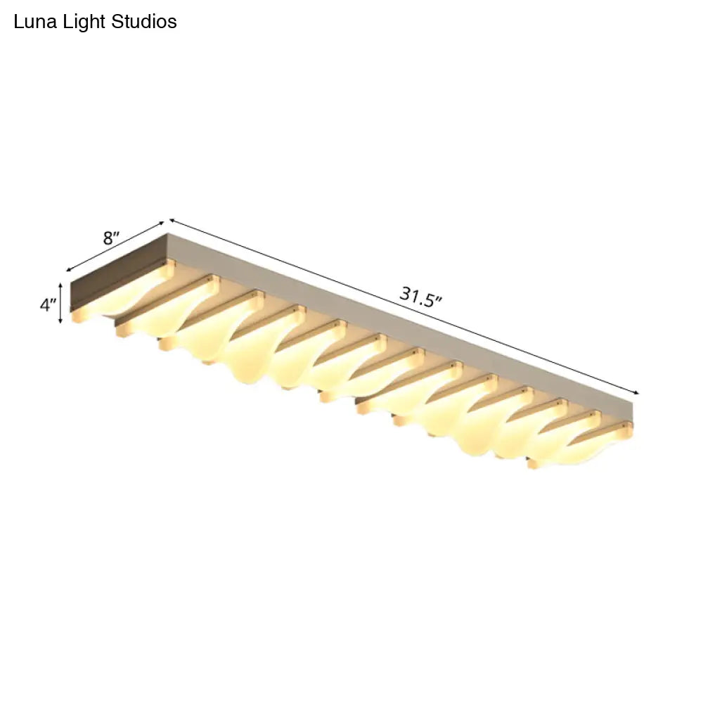 Modern Led Rectangular Ceiling Flush Light Fixture - 16/23.5/31.5 Wide White Flushmount Warm/White