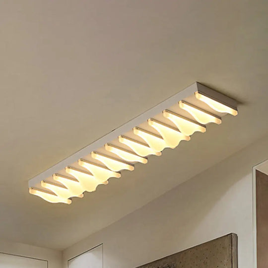Modern Led Rectangular Ceiling Flush Light Fixture - 16’/23.5’/31.5’ Wide White Flushmount