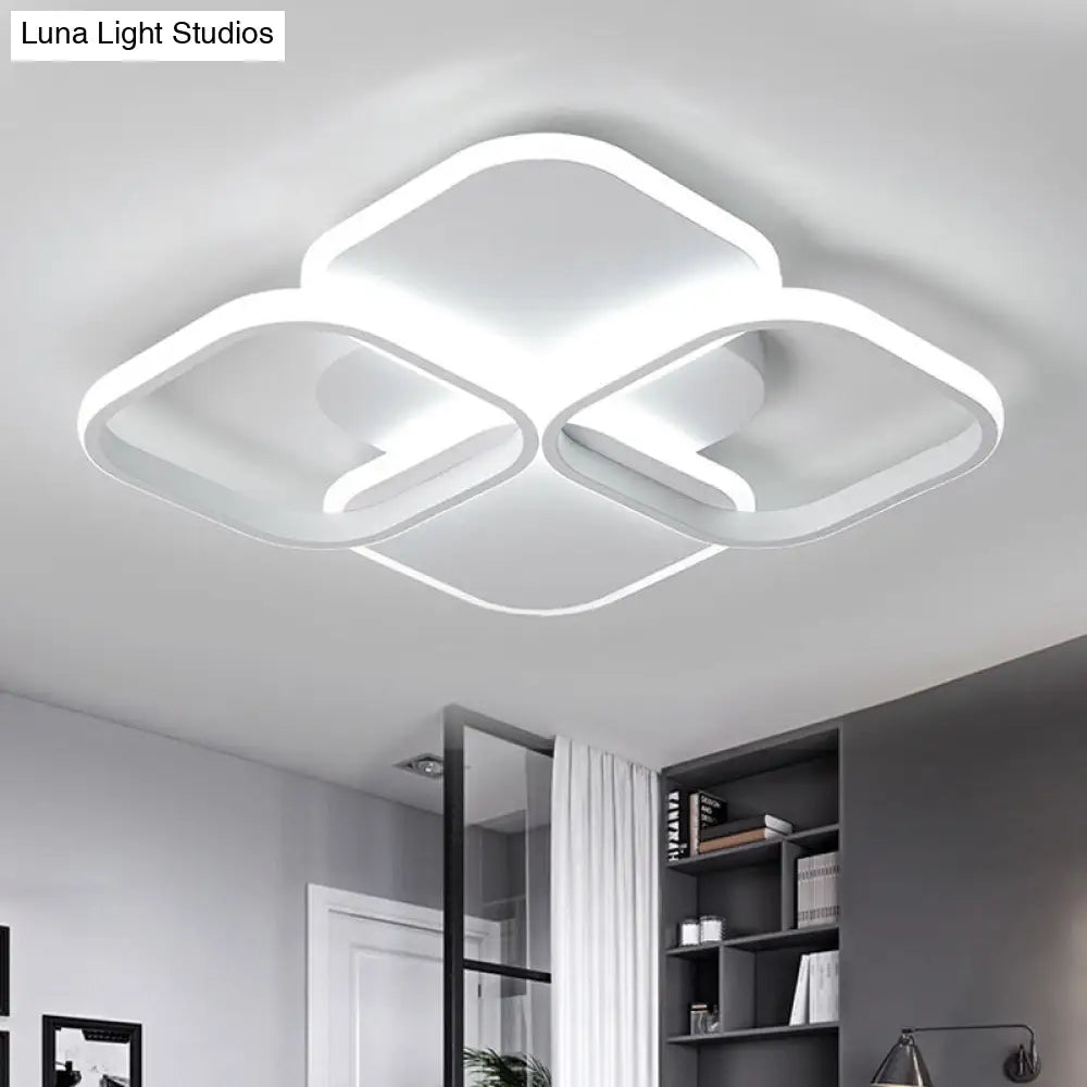 Modern Led Rhombus Ceiling Light In White/Black 16/19.5 Wide Flush Mount Acrylic Lamp White / 16