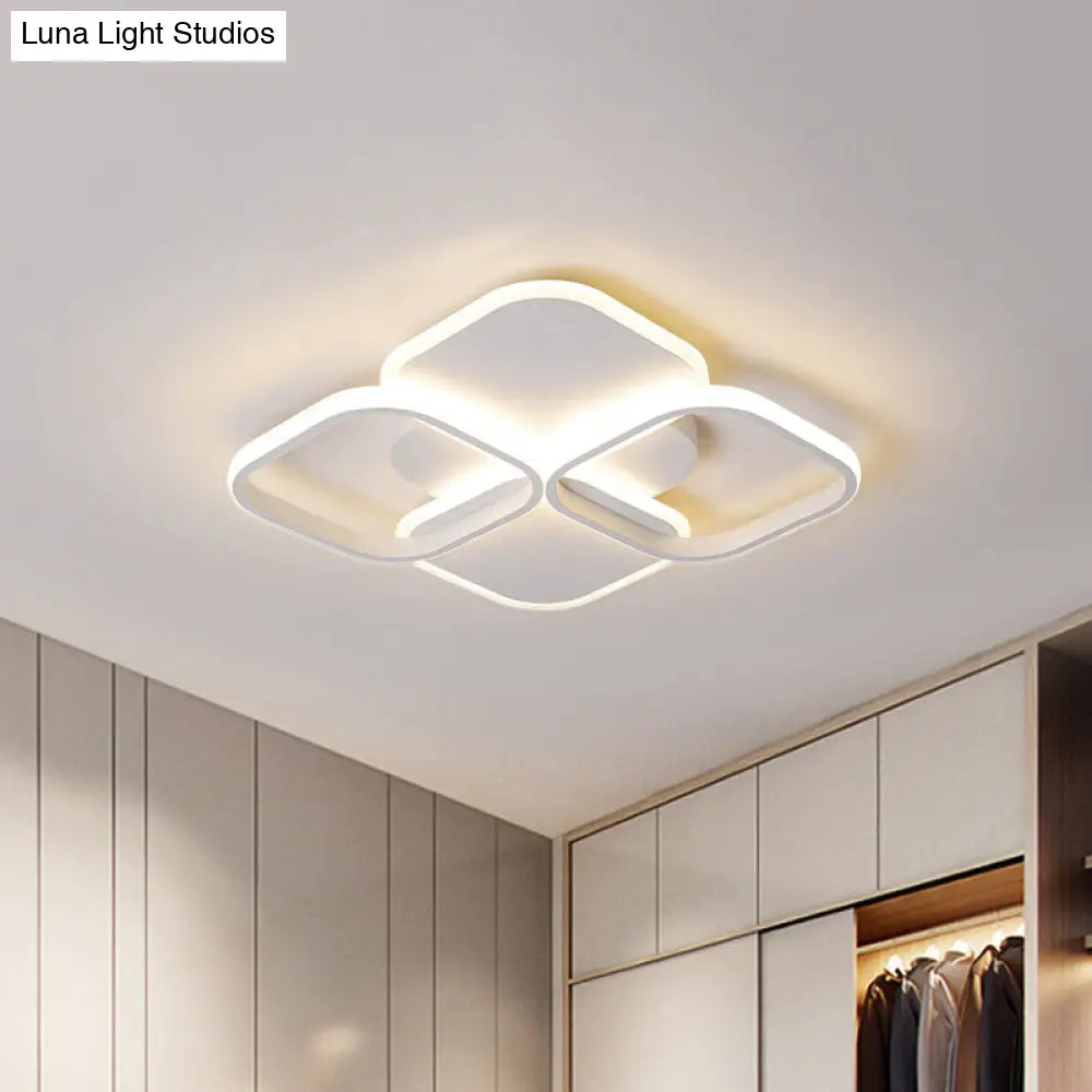 Modern Led Rhombus Ceiling Light In White/Black 16/19.5 Wide Flush Mount Acrylic Lamp White / 16