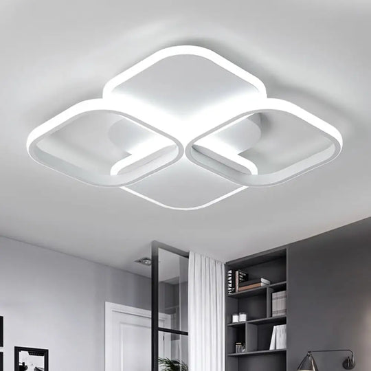 Modern Led Rhombus Ceiling Light In White/Black 16’/19.5’ Wide Flush Mount Acrylic Lamp White / 16’