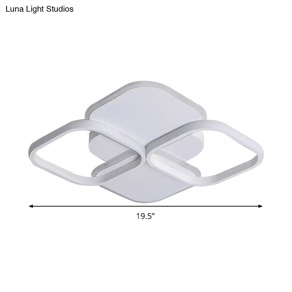 Modern Led Rhombus Ceiling Light In White/Black 16’/19.5’ Wide Flush Mount Acrylic Lamp