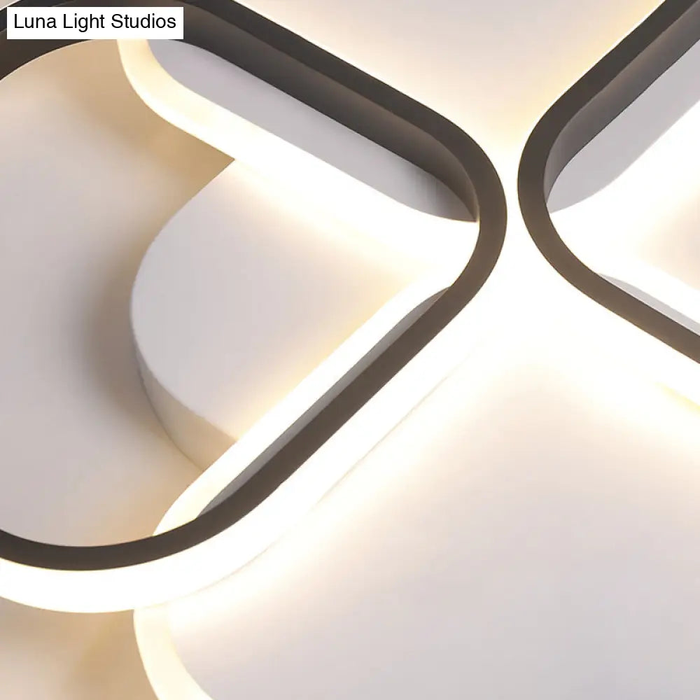 Modern Led Rhombus Ceiling Light In White/Black 16’/19.5’ Wide Flush Mount Acrylic Lamp