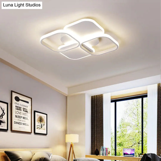 Modern Led Rhombus Ceiling Light In White/Black 16/19.5 Wide Flush Mount Acrylic Lamp