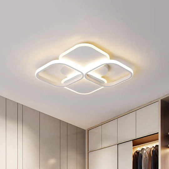 Modern Led Rhombus Ceiling Light In White/Black 16’/19.5’ Wide Flush Mount Acrylic Lamp White /