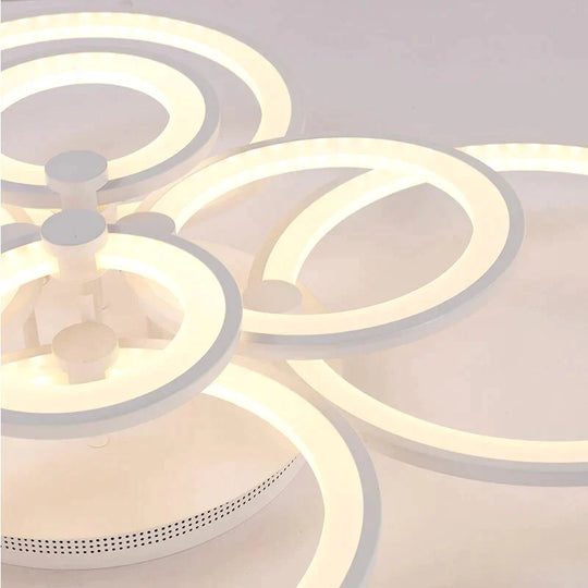 Modern Led Rings Ceiling Lamp For Kitchen Living Room Study Bedroom Dimmable+Remote Control Geometry