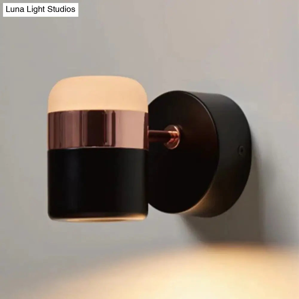 Modern Led Rotatable Wall Sconce Light For Bedroom - Black/White