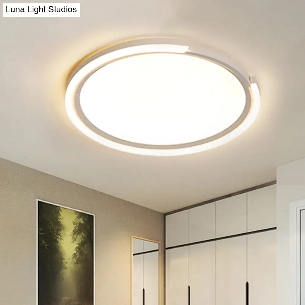 Modern Led Round Acrylic Flush Mount Lighting - 15/18/23 Wide White/Black/Gold Warm Light