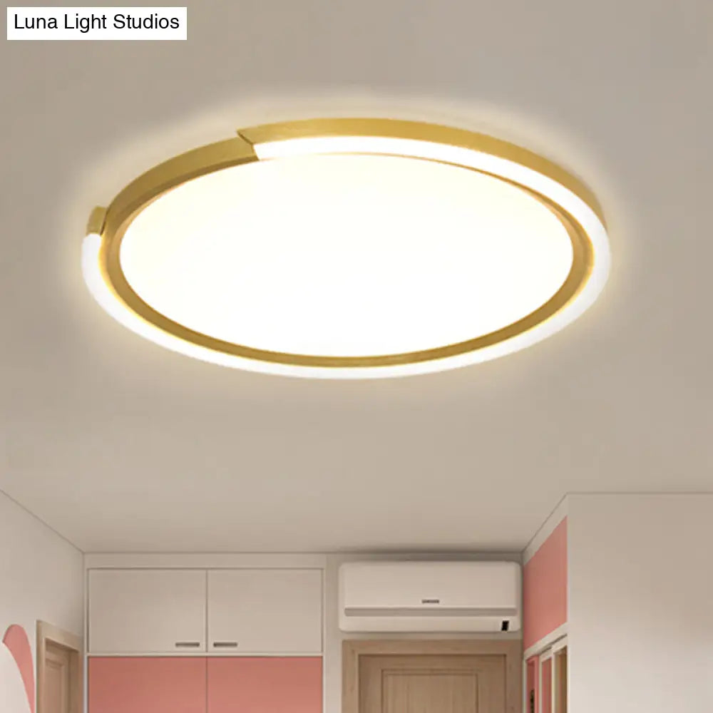 Modern Led Round Acrylic Flush Mount Lighting - 15’/18’/23’ Wide White/Black/Gold Warm Light