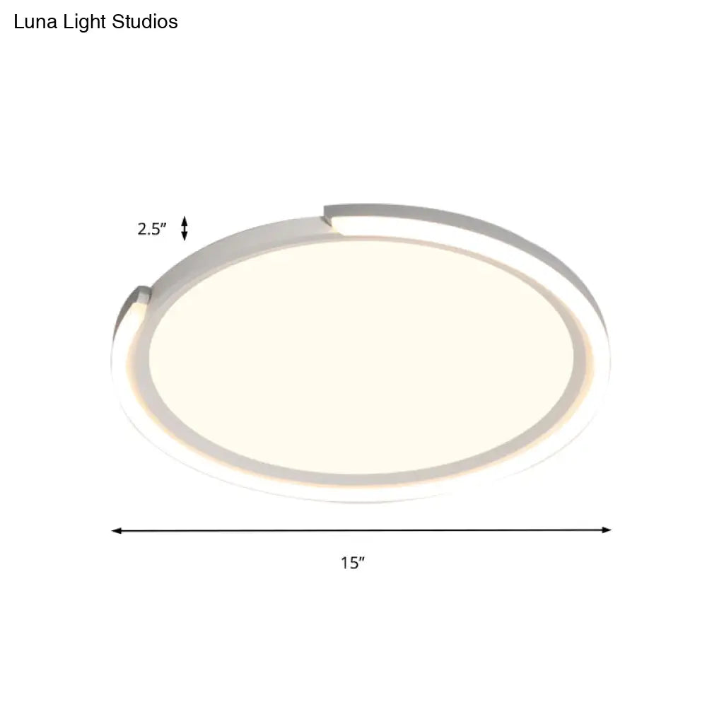 Modern Led Round Acrylic Flush Mount Lighting - 15’/18’/23’ Wide White/Black/Gold Warm Light