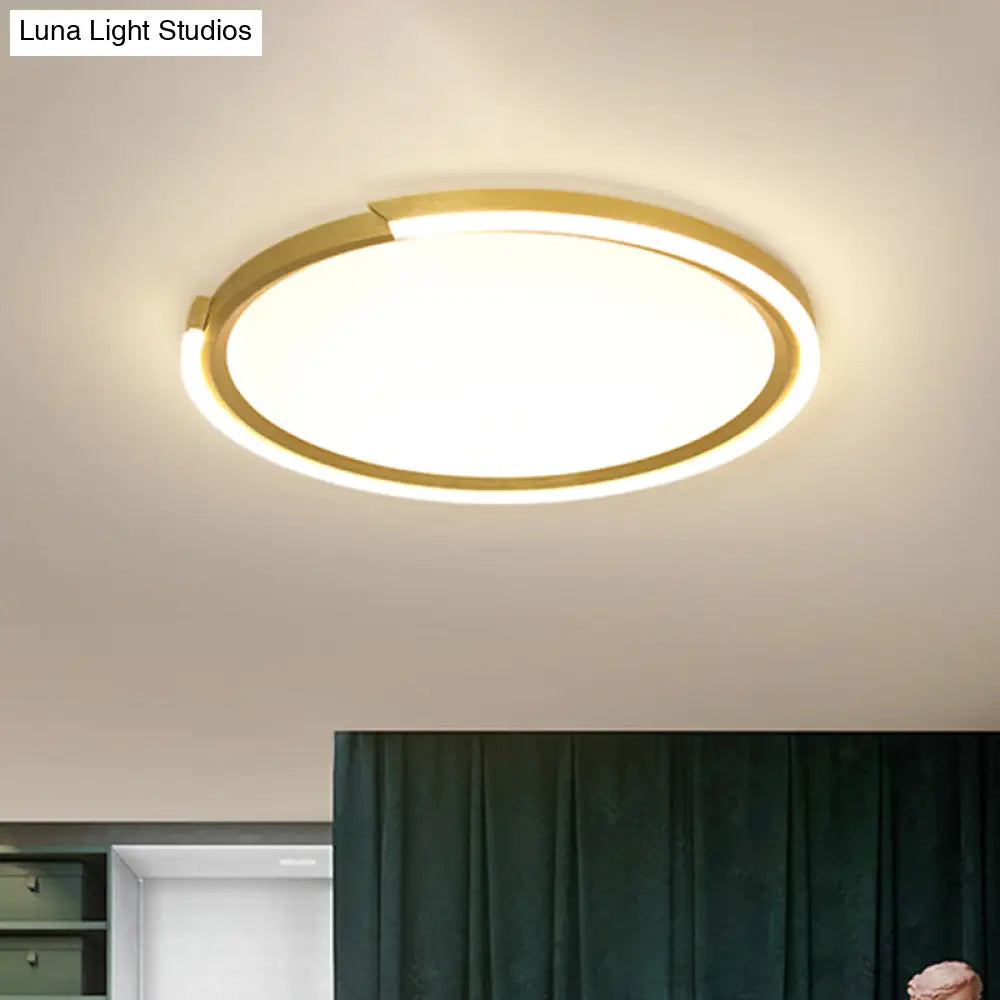 Modern Led Round Acrylic Flush Mount Lighting - 15’/18’/23’ Wide White/Black/Gold Warm Light