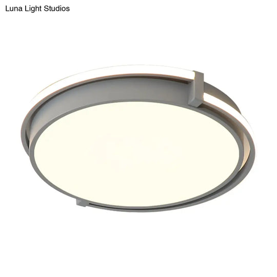 Modern Led Round Bedroom Flush Lamp In Black/Grey With Recessed Diffuser - 12’/16’/19.5’ Wide