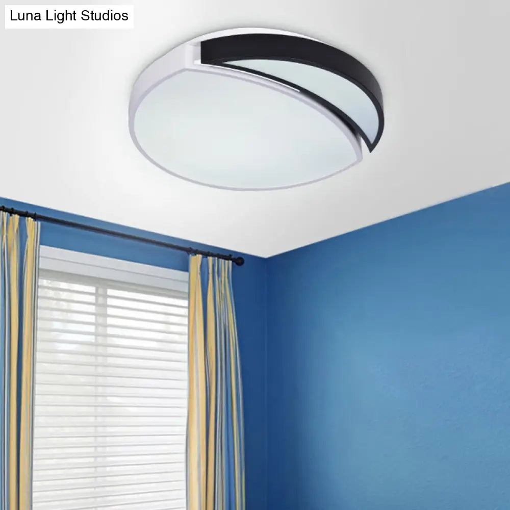 Modern Led Round Ceiling Flush Light - Acrylic Black And White Flushmount Lighting Warm 3 Color
