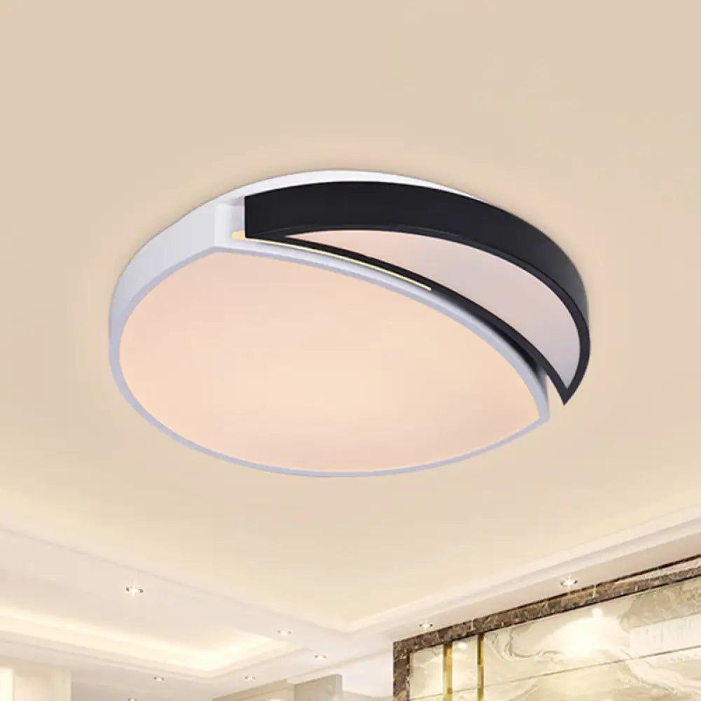 Modern Led Round Ceiling Flush Light - Acrylic Black And White Flushmount Lighting Warm 3 Color