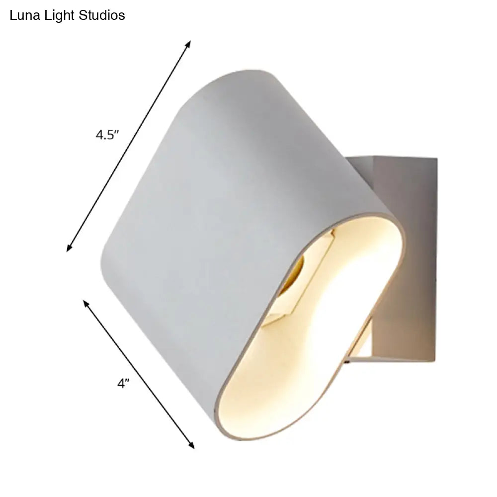 Modern Led Round Edge Wall Sconce Light Simple Metal Mountable In Black Grey Or White - Ideal For