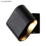 Modern Led Round Edge Wall Sconce Light Simple Metal Mountable In Black Grey Or White - Ideal For