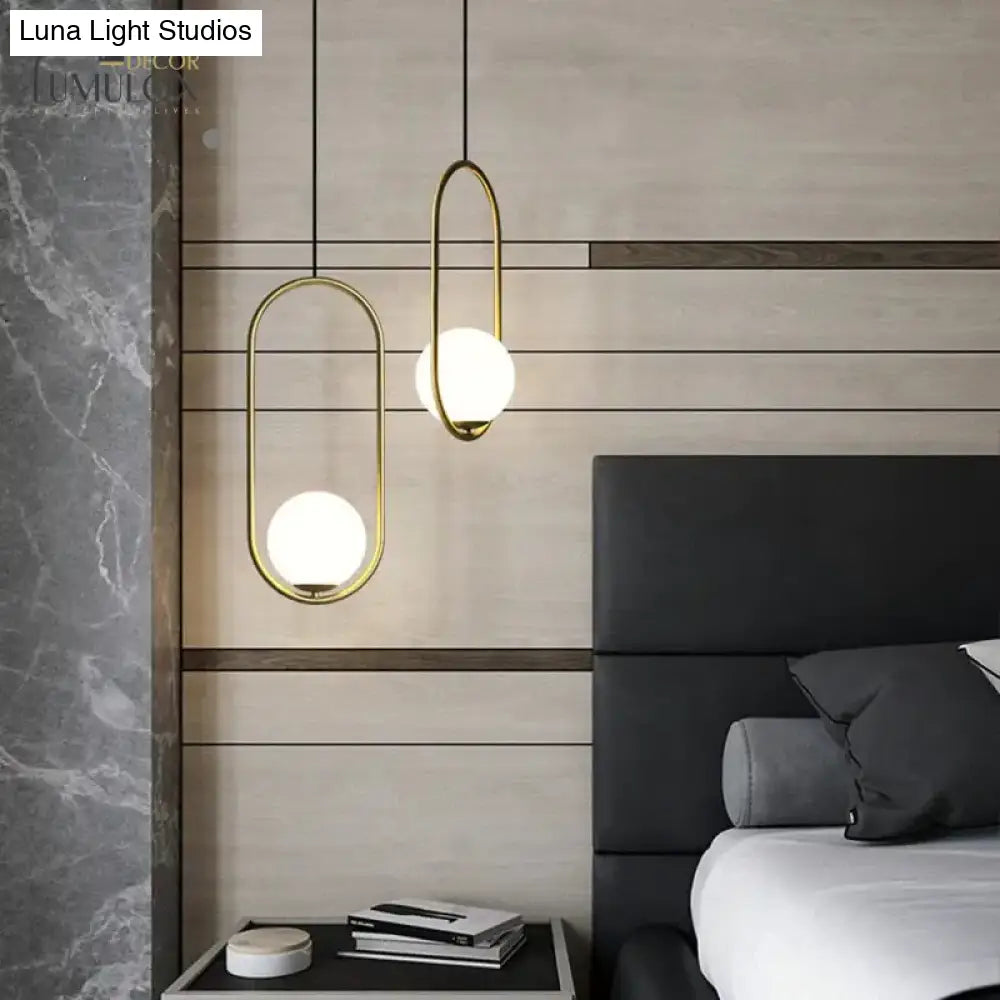 Modern Led Round Glass Ball Pendant Lights Iron E14 Lamps Hanging Light Fixture For Living Room