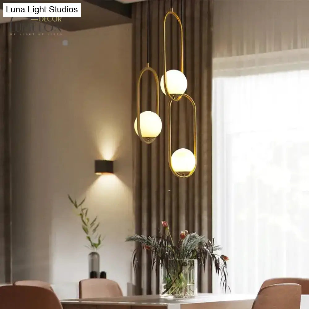 Modern Led Round Glass Ball Pendant Lights Iron E14 Lamps Hanging Light Fixture For Living Room