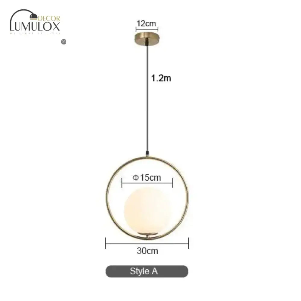 Modern Led Round Glass Ball Pendant Lights Iron E14 Lamps Hanging Light Fixture For Living Room