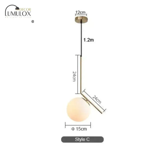 Modern Led Round Glass Ball Pendant Lights Iron E14 Lamps Hanging Light Fixture For Living Room