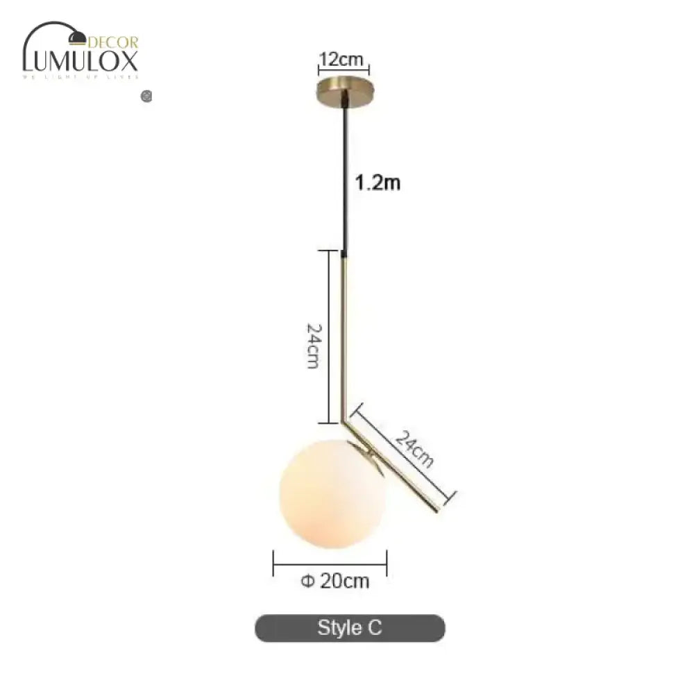 Modern Led Round Glass Ball Pendant Lights Iron E14 Lamps Hanging Light Fixture For Living Room