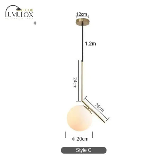 Modern Led Round Glass Ball Pendant Lights Iron E14 Lamps Hanging Light Fixture For Living Room