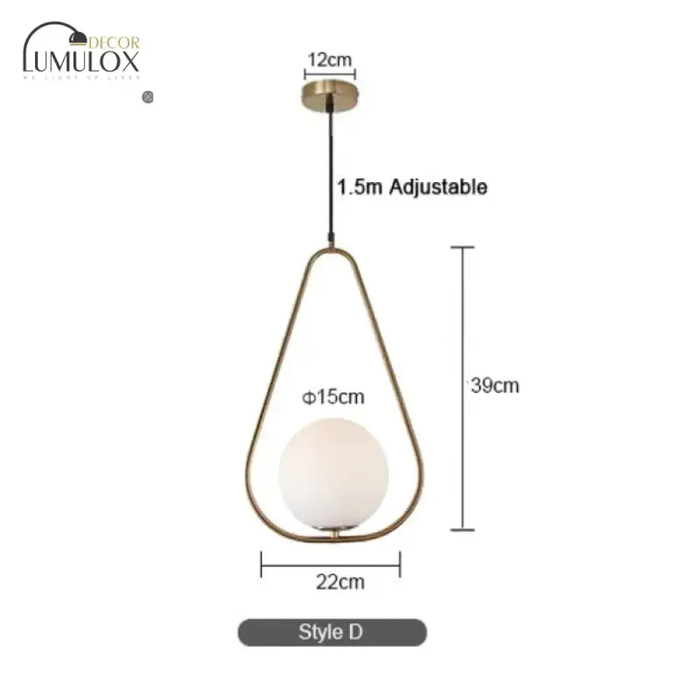 Modern Led Round Glass Ball Pendant Lights Iron E14 Lamps Hanging Light Fixture For Living Room