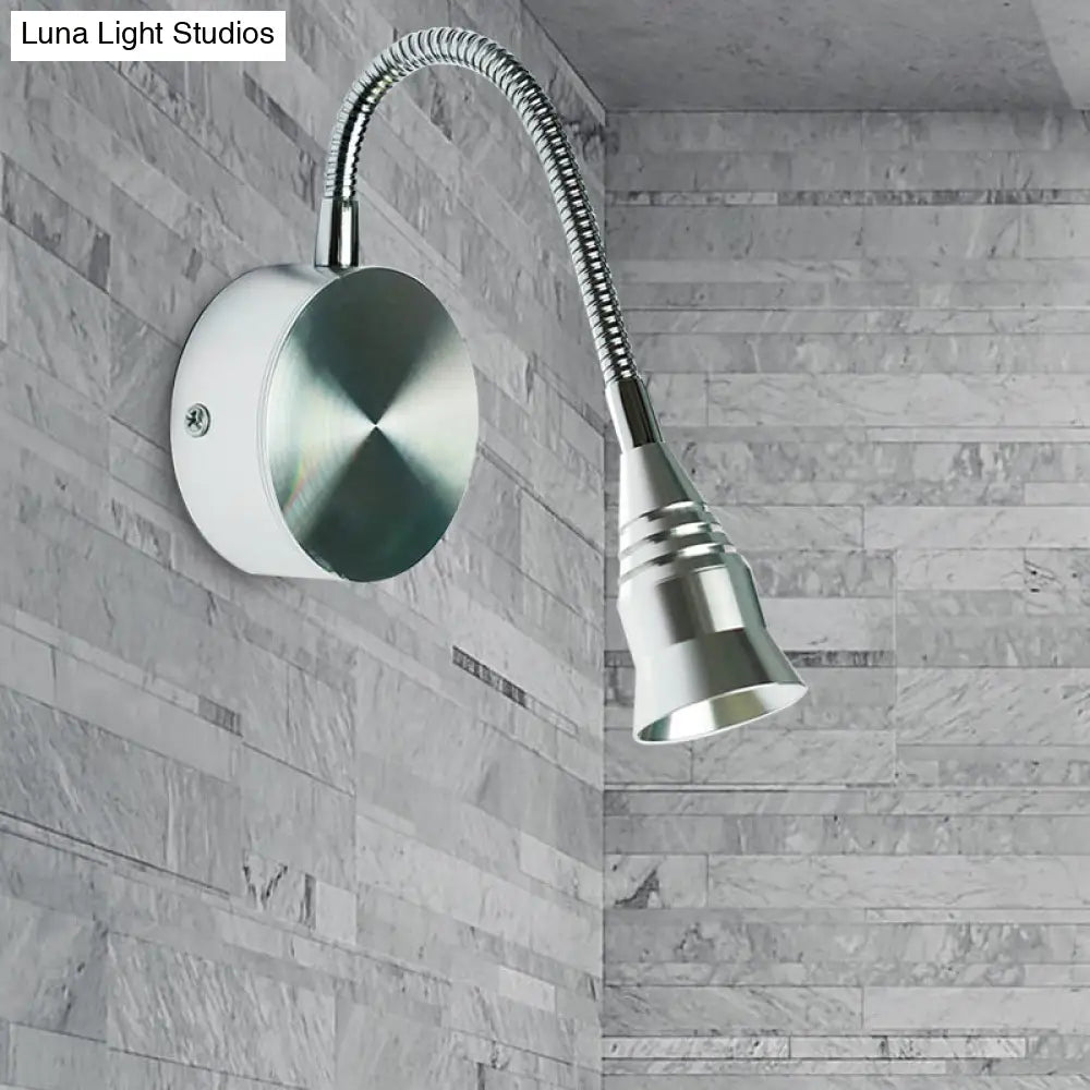 Modern Led Sconce Lamp With Chrome Metal Shade - Warm/White Lighting