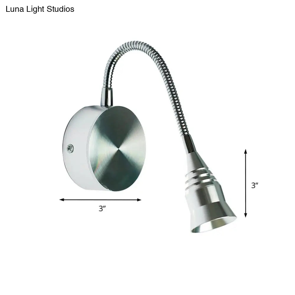 Modern Led Sconce Lamp With Chrome Metal Shade - Warm/White Lighting