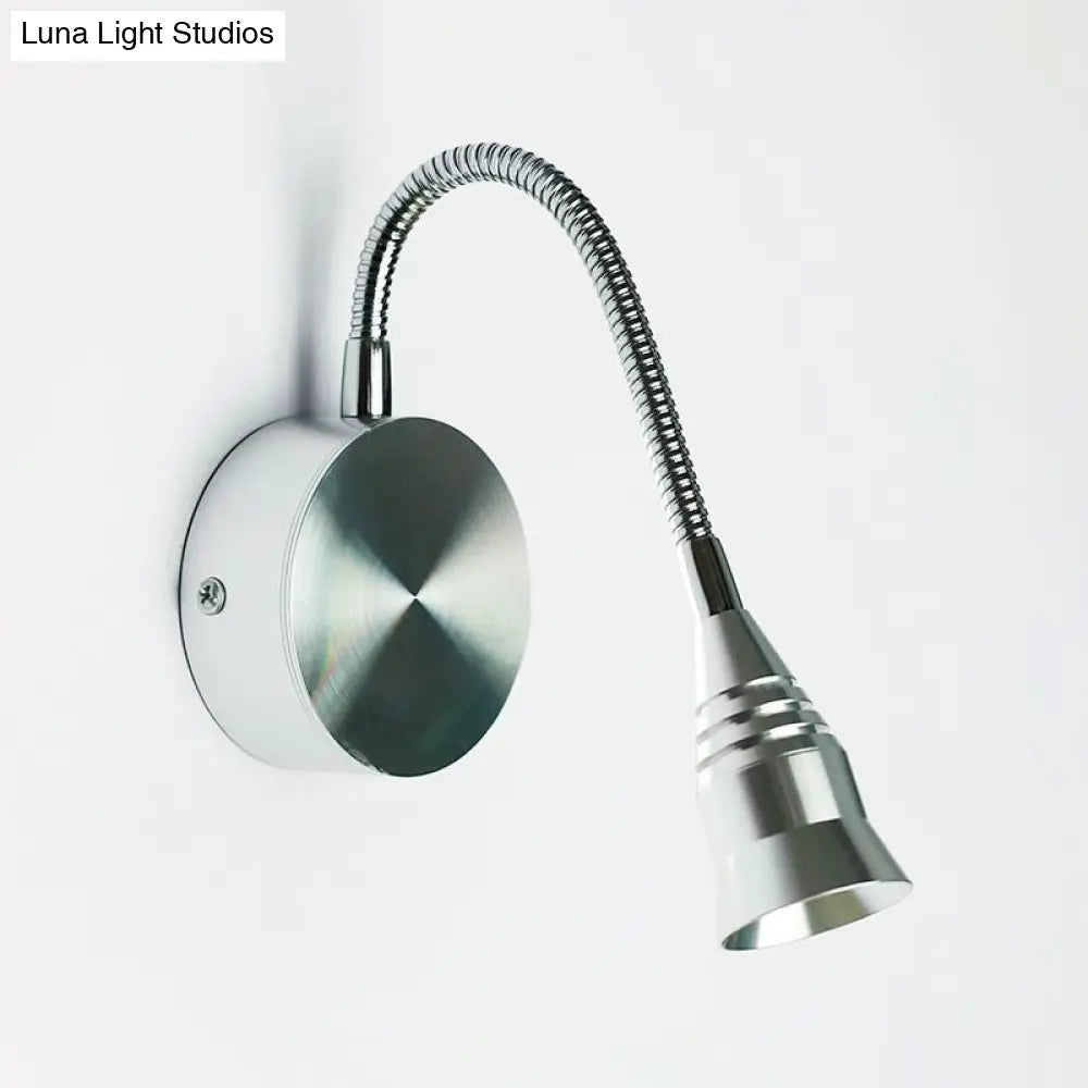 Modern Led Sconce Lamp With Chrome Metal Shade - Warm/White Lighting