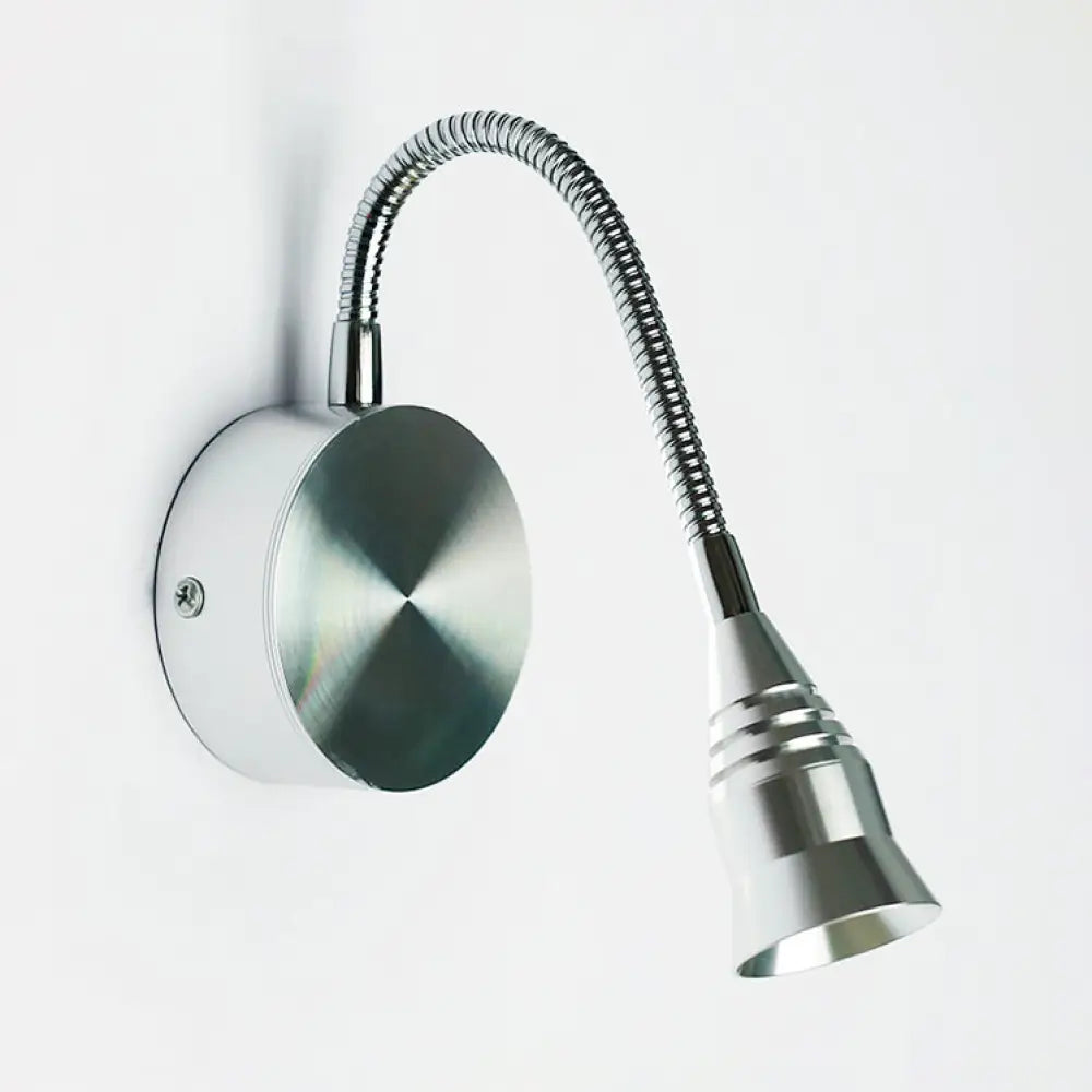 Modern Led Sconce Lamp With Chrome Metal Shade - Warm/White Lighting / Warm Switch