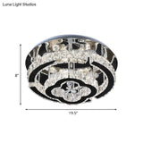 Modern Led Semi Flush Crystal Ceiling Light Fixture In Stainless Steel Frame